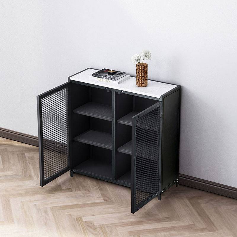 北欧玄关铁艺大理石边柜走廊鞋柜门厅边角柜储鞋柜