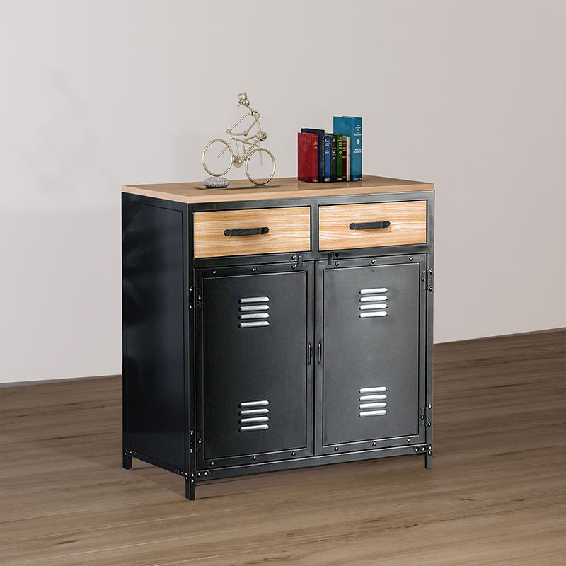 美式玄关柜工业风铁艺收纳柜子储物柜实木复古抽屉式斗柜置物柜