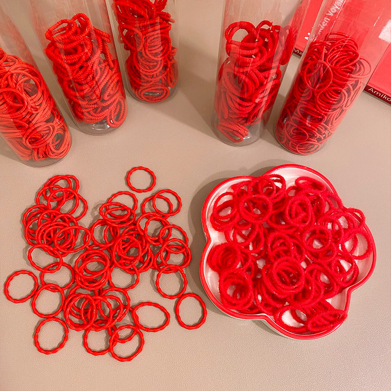 国庆节红色发圈儿童宝宝扎小揪揪喜庆橡皮筋女童发饰