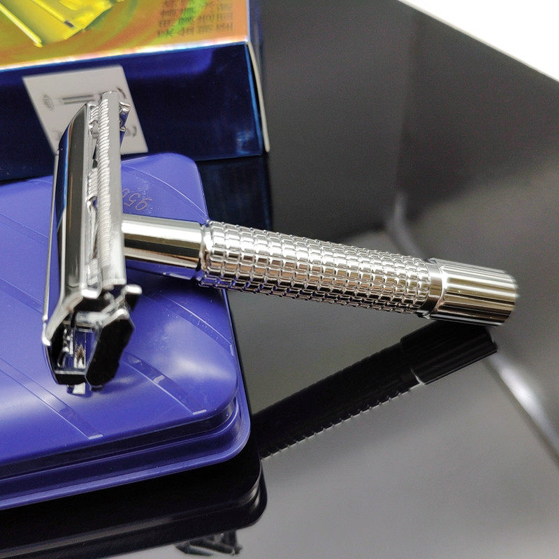 名士手动剃须刀老式刮胡刀刀架刮脸胡毛不锈钢双面剃须刀