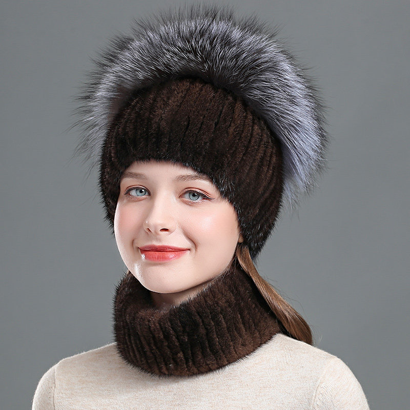 皮草帽子女士秋冬季水貂毛包头帽户外保暖狐狸毛裘皮帽子韩版新款