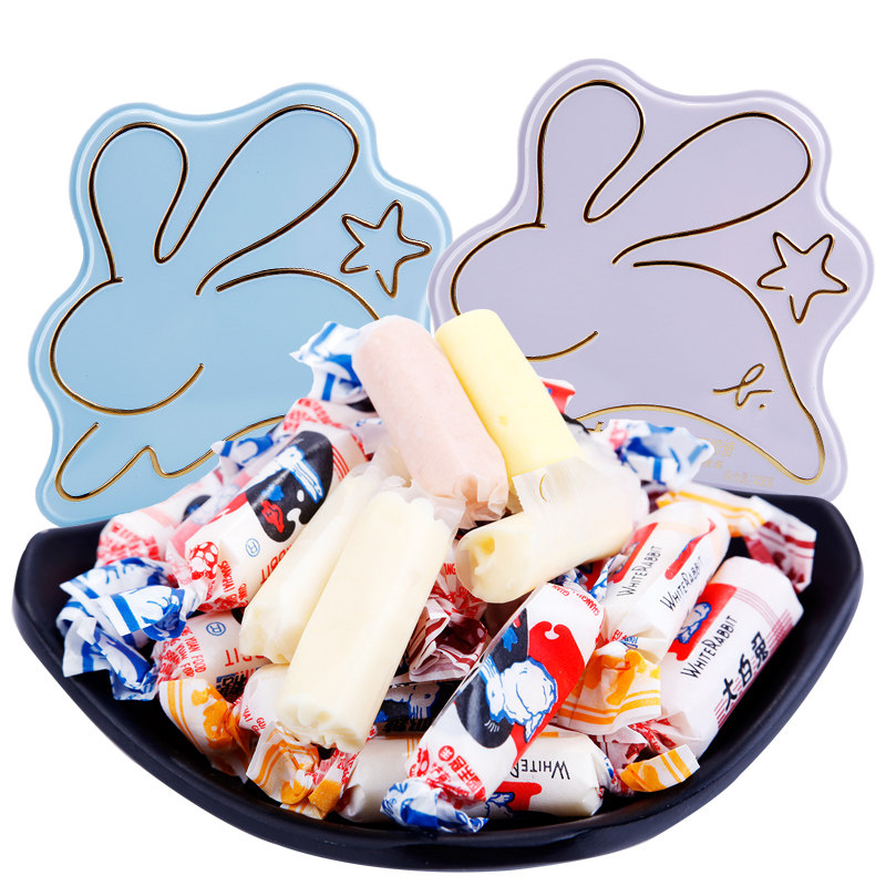 大白兔奶糖兔形礼盒128g 生日礼物送女友女生创意糖果零食铁盒装