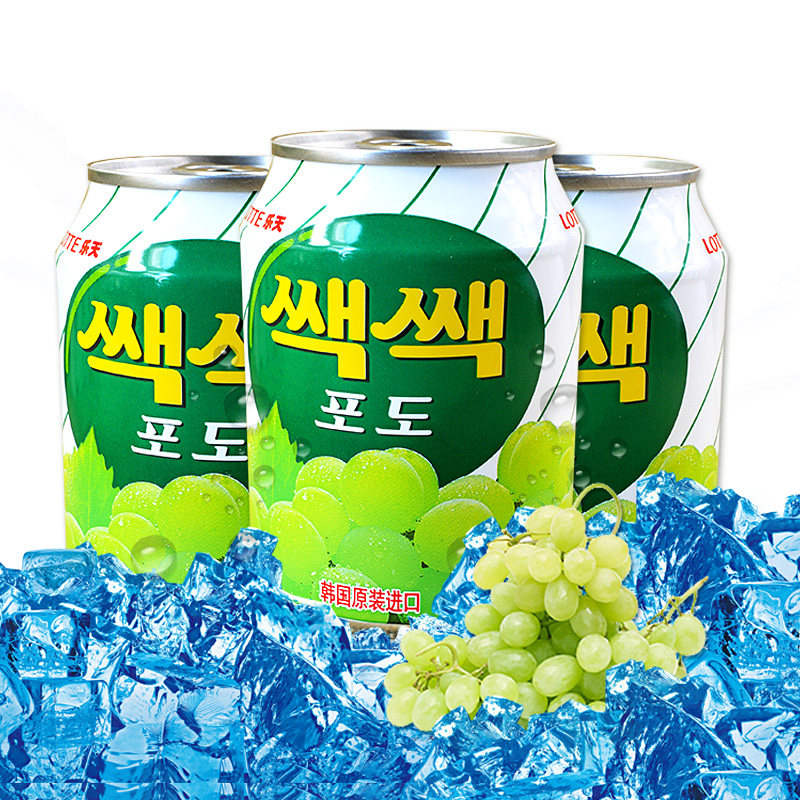 韩国进口饮料乐天lotte粒粒葡萄汁238ml12瓶橙子果味