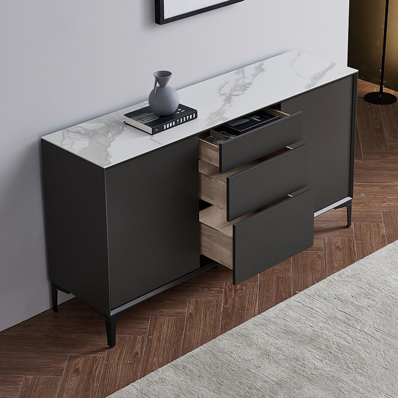 意式极简岩板餐边柜餐厅现代简约柜子饭厅靠墙柜边柜餐边柜