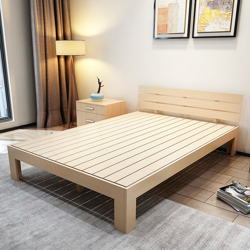 木床迹邦新款实木1.8米家用小床组装床松单人床实木床