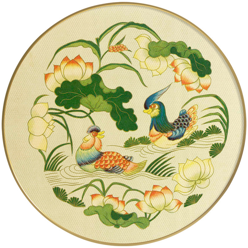 吉瑞装饰画圆形金属茶室元素国风中国样板房瑞祥现代装饰画