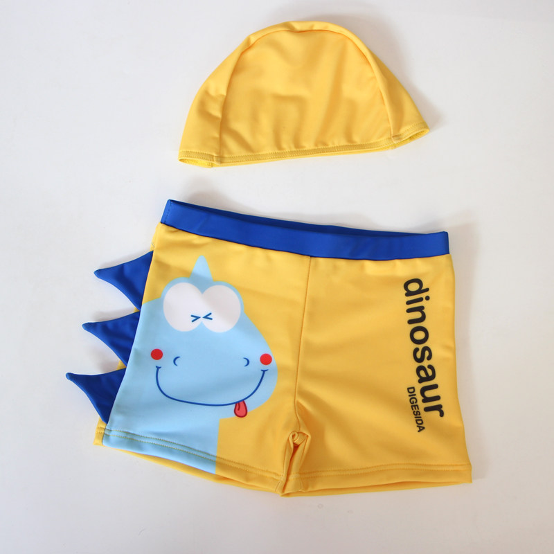 儿童泳裤男童可爱恐龙中大童分体带帽泳装宝宝游泳裤速干婴儿泳衣