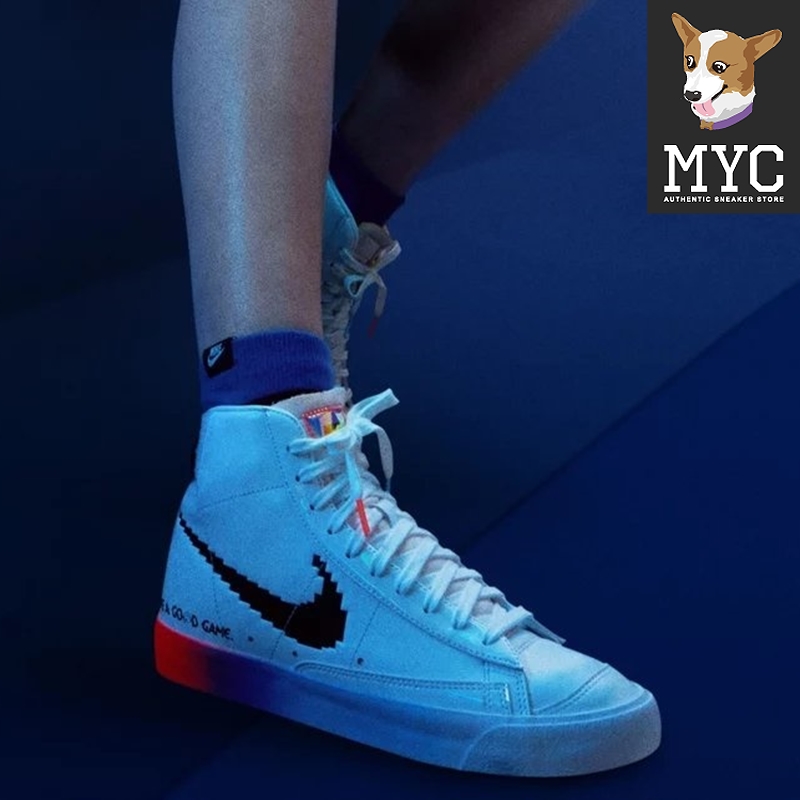 nikeblazermid开拓者高帮电玩像素反光夜光光板板鞋