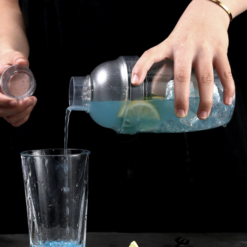 雪克杯 带刻度摇酒器 手摇杯 pc树脂雪克壶 防烫调酒器奶茶摇摇杯