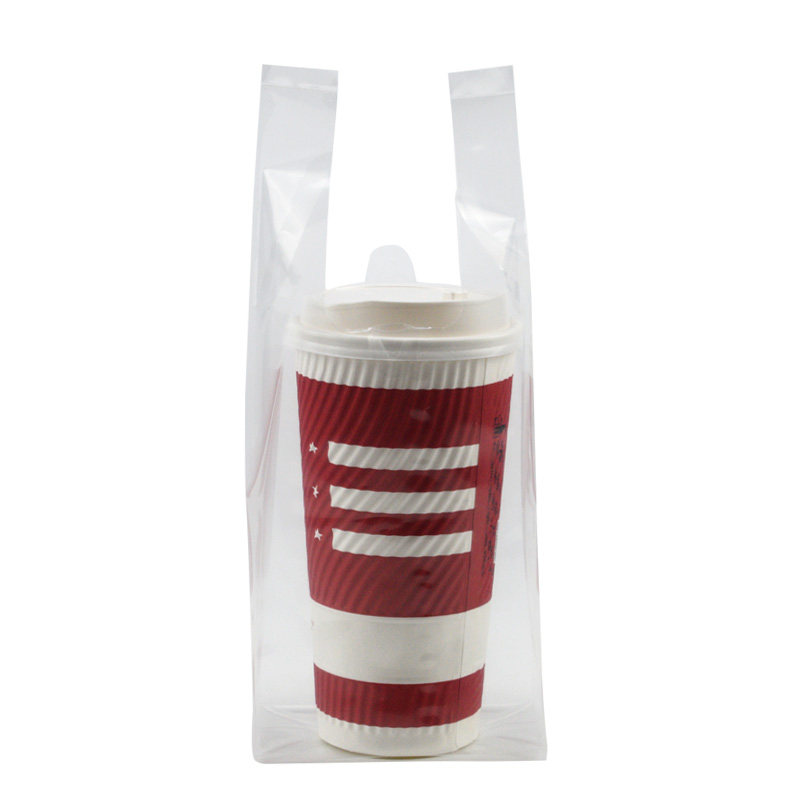 高压透明背心奶茶袋子外卖袋加厚打包袋单杯双杯饮品袋子定做logo