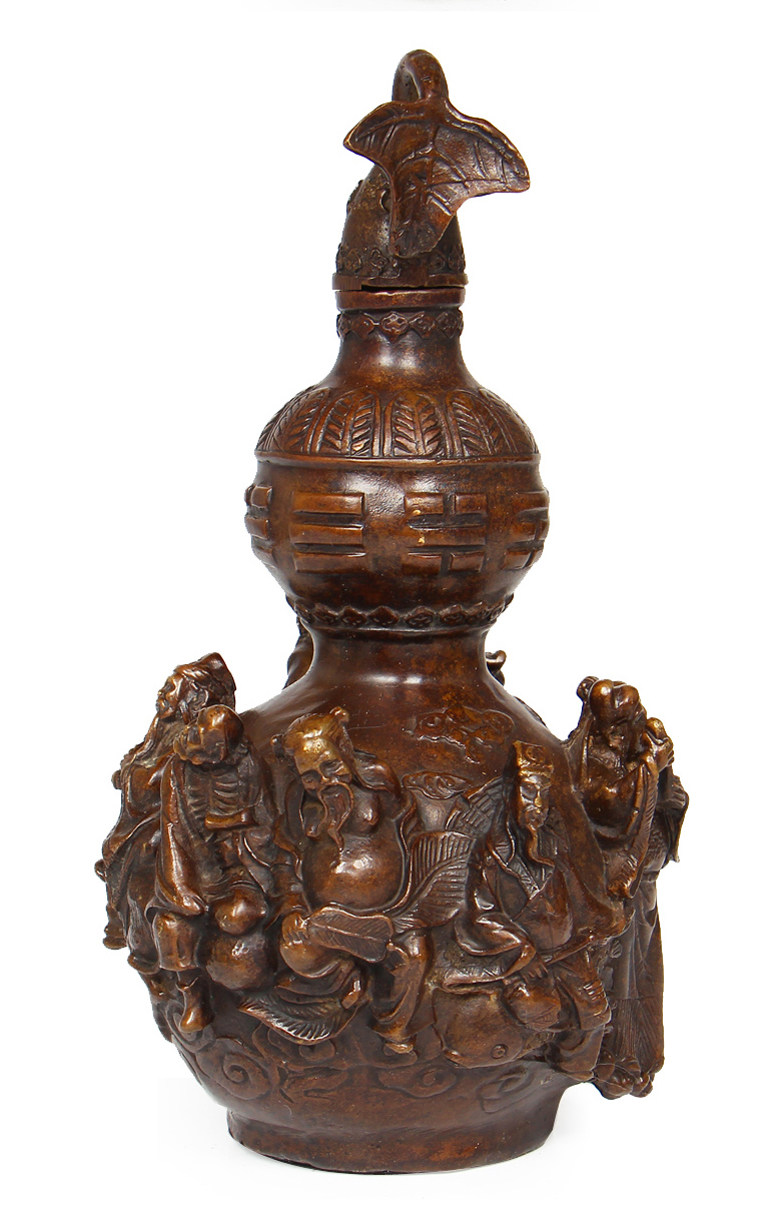 招财八仙葫芦黄铜大号风水家居装饰工艺品摆设开盖八仙过海葫芦