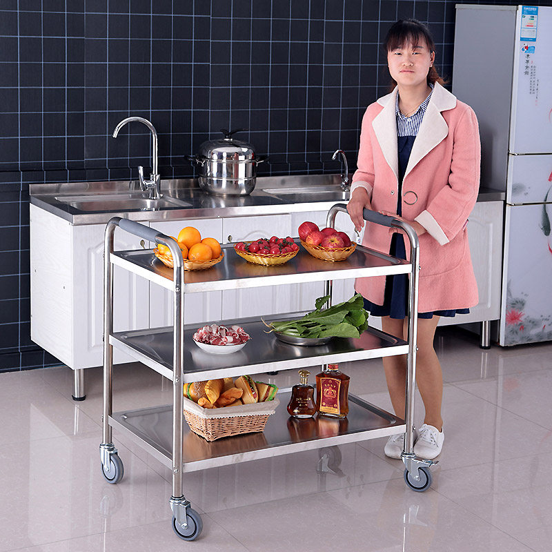 餐车加厚不锈钢三层酒店火锅店手推车双层餐厅收碗车餐盘收集车