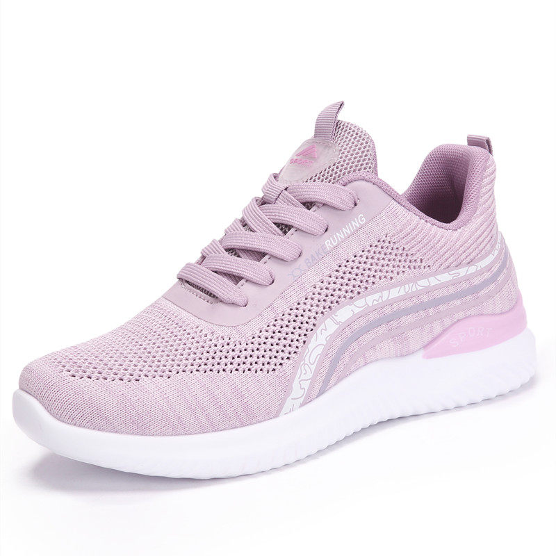 老北京布鞋网面镂空针织飞织鞋软底防滑系带女士运动鞋透气女网鞋