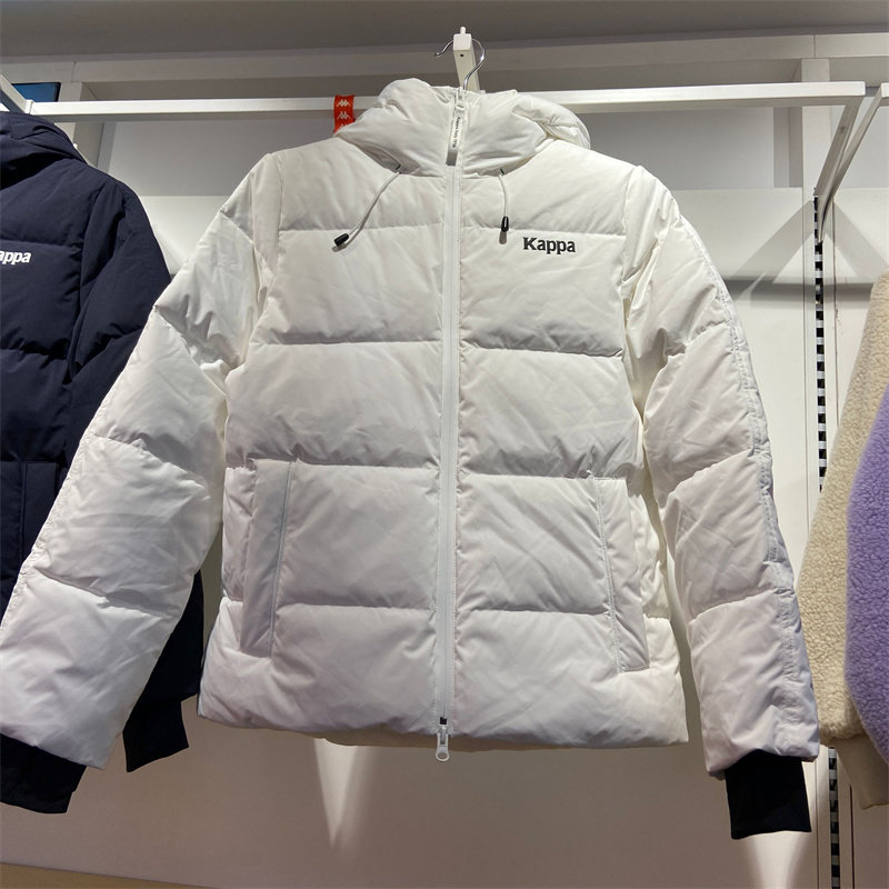 kappa卡帕羽绒服2022冬款女高领连帽面包绗缝防寒运动羽绒服