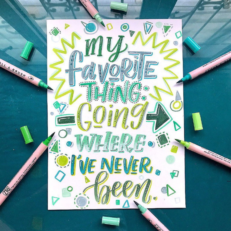 艺术套装日本字笔英文画笔笔插手账brush笔刷水彩笔