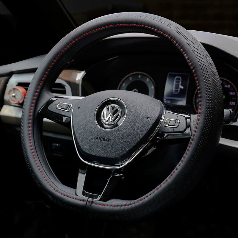 大众polo方向盘套真皮波罗poloplus汽车把套四季通用新老款免缝