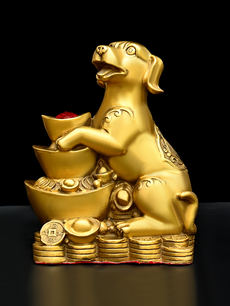 摆件泰山老奶奶祈福纯铜生肖招财旺财守财铜狗家居风水摆件