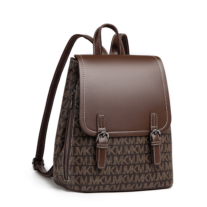 mk双肩包女真真皮时尚潮流旅行背包印花休闲高级双肩背包