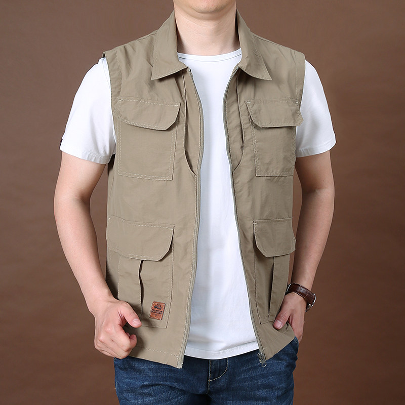 翻领马甲男士夏季休闲户外宽松速干马夹薄外套背心