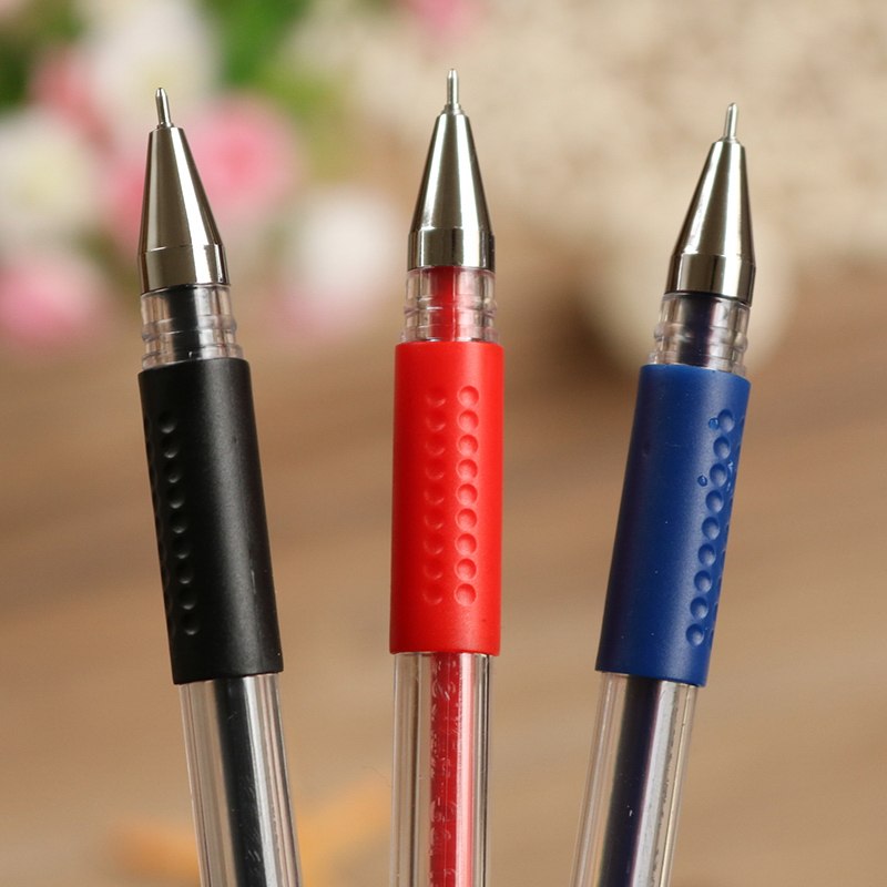 得力针管中性笔6601办公水笔签字笔碳素05mm蓝红笔中性笔