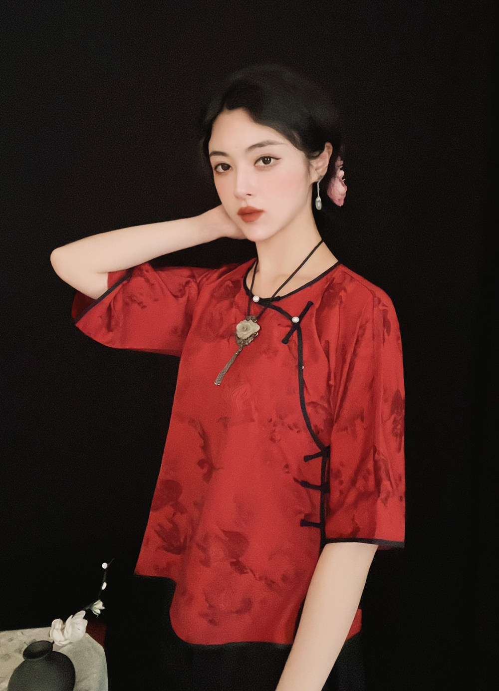 福利仿老上衣古法倒大无领缎子民国复古中式上衣