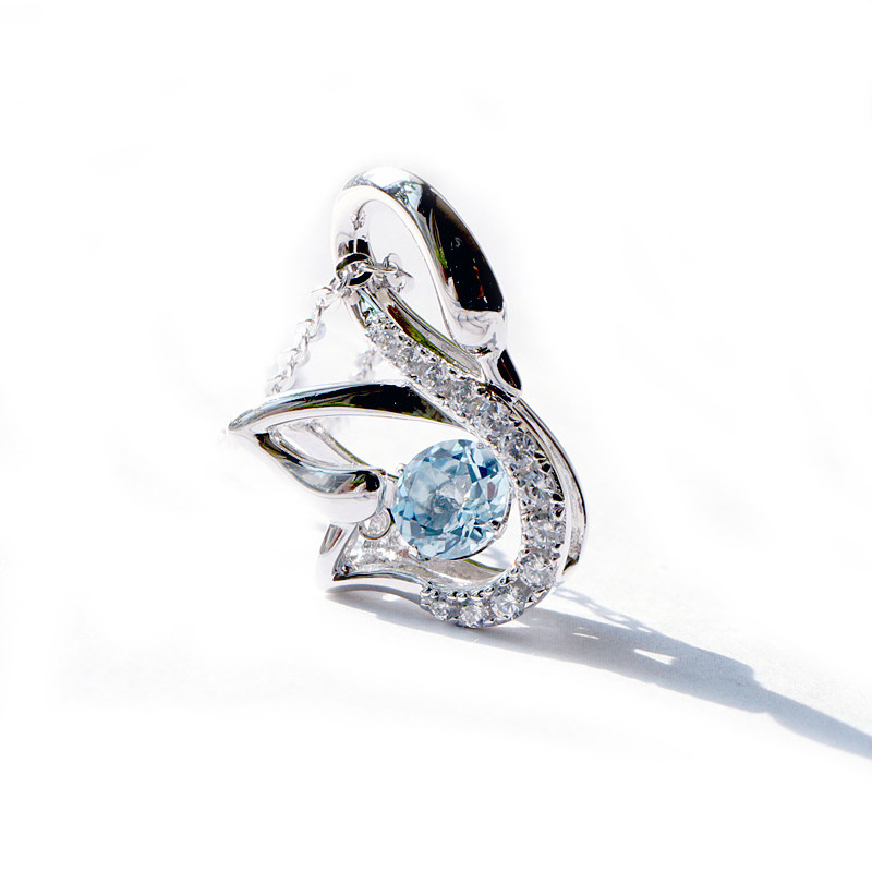 arcoiris 海蓝宝心跳灵动款925纯银吊坠跳舞项链正品原创设计礼物