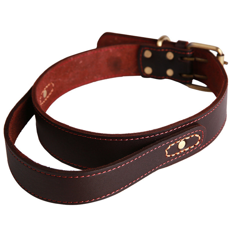 狗狗牛皮项圈狗防咬圈脖圈训狗颈圈大型中型项圈