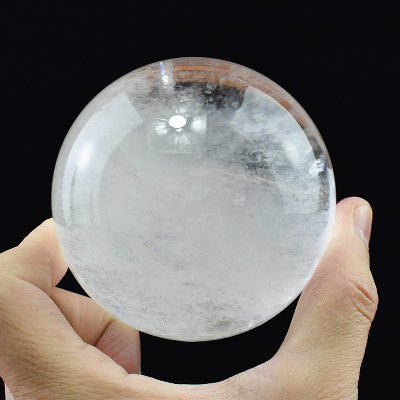 开光天然白色水晶球招财镇转运摆件工艺品客厅卧室摆件