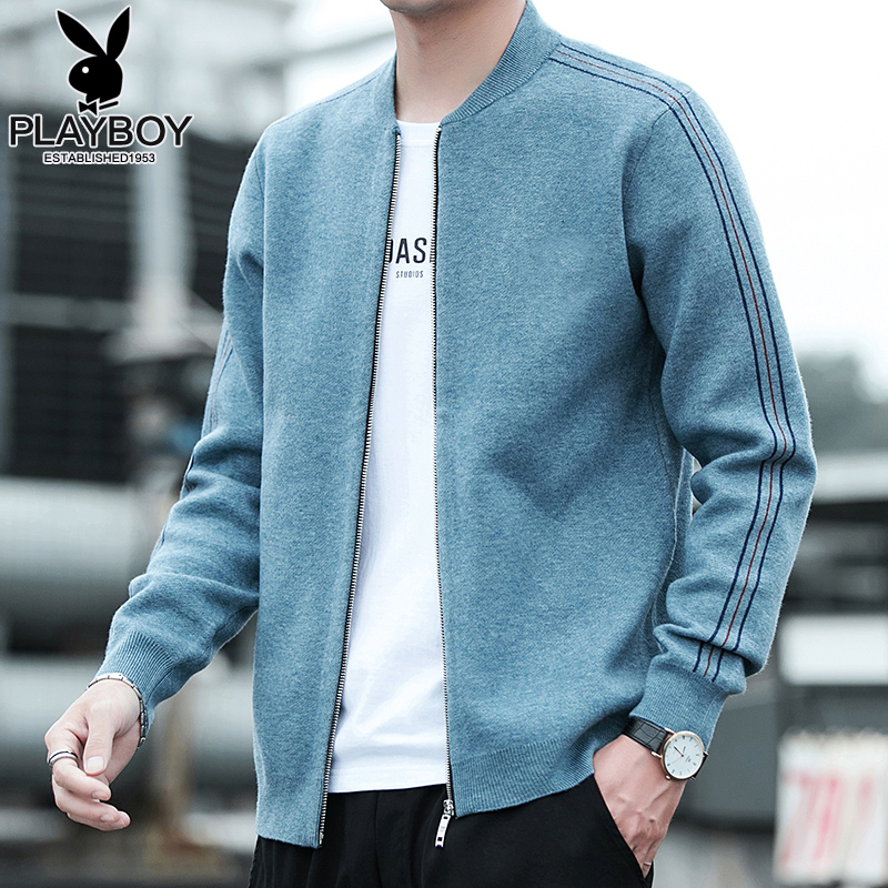 花花公子男士2022春秋季新款韩版外套男装休闲百搭开衫针织衫衣服