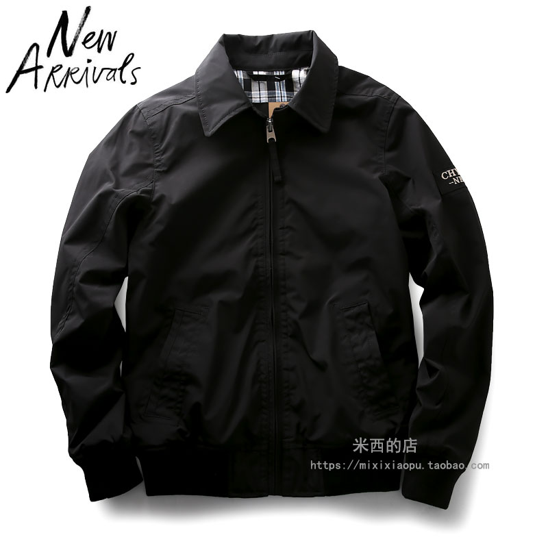 米西小铺春季美式简约防风短款翻领夹克外套商务休闲修身帅气男士