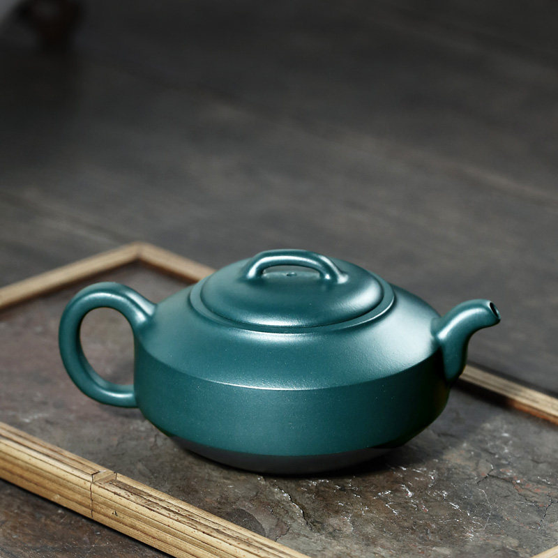 茶壶畅陶宜兴名家手工泡茶紫砂壶民国墨绿泥汉茶壶