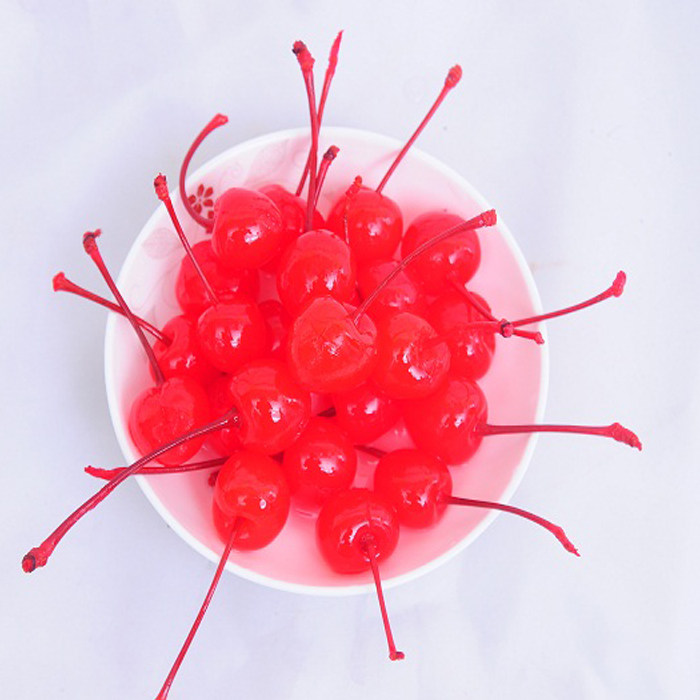 有枝红樱桃罐头烘焙原料车厘子罐头点缀蛋糕装饰刨冰冰粥用700g