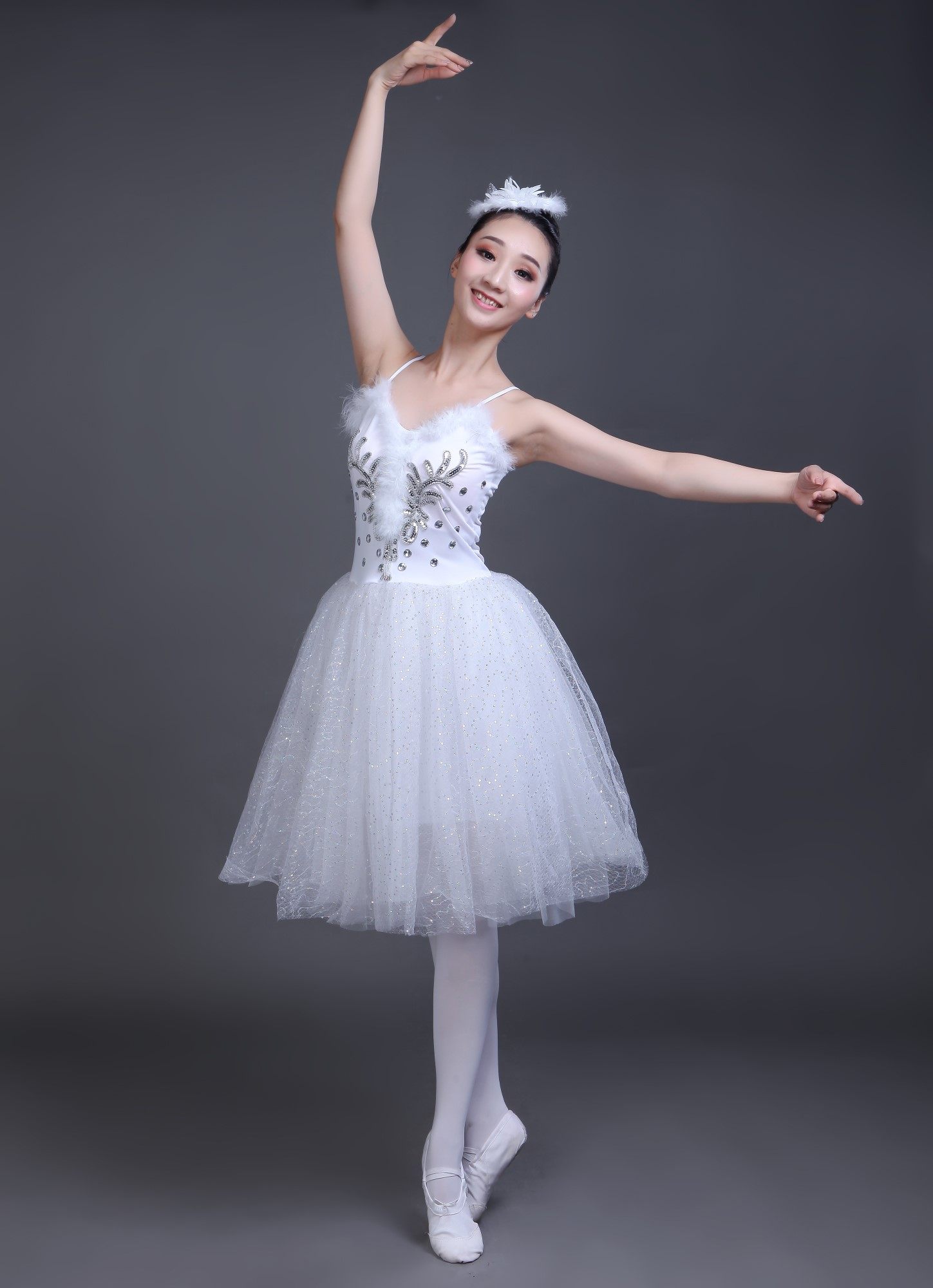 新款女成人芭蕾舞长纱裙天鹅湖蓬蓬裙吊带芭蕾舞tutu裙考级比赛服
