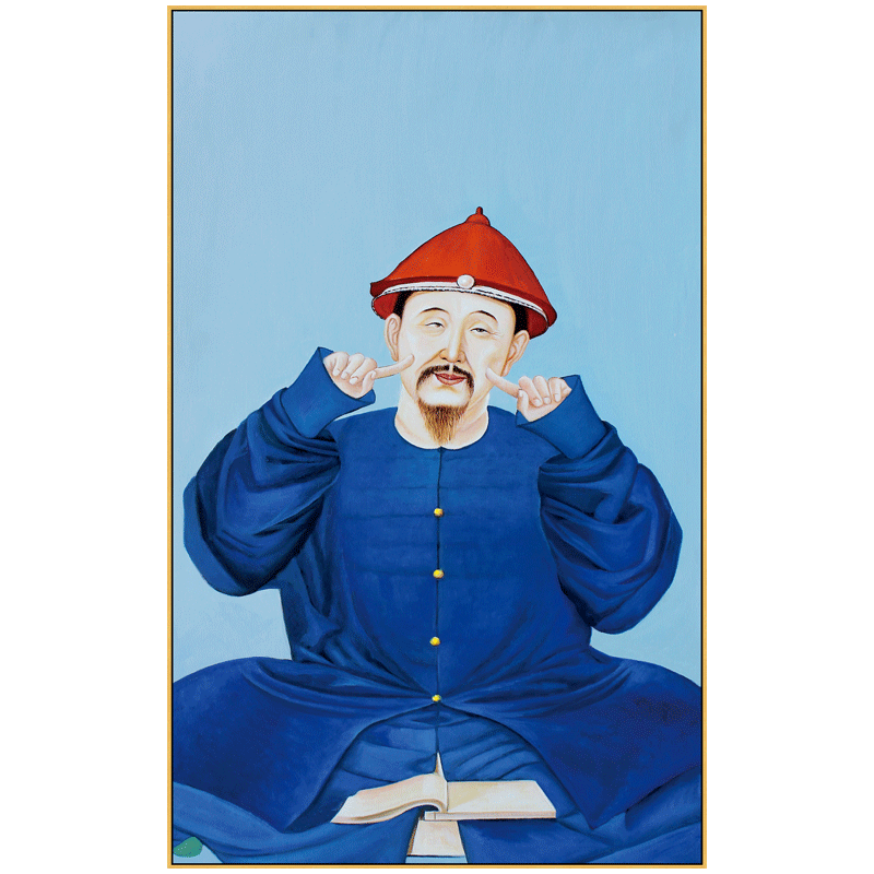 新中式龙袍壁画摩登人物样板挂画皇帝清朝装饰画现代装饰画