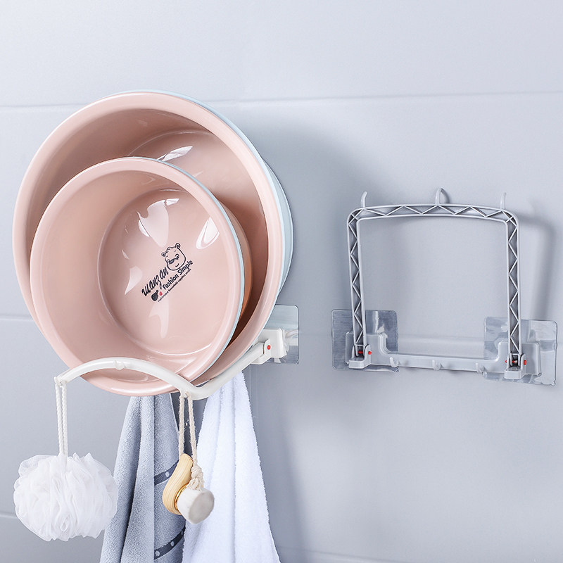 强力吸盘脸盆架挂架卫生间脸盆收纳架浴室壁挂厨房墙壁挂钩置物架