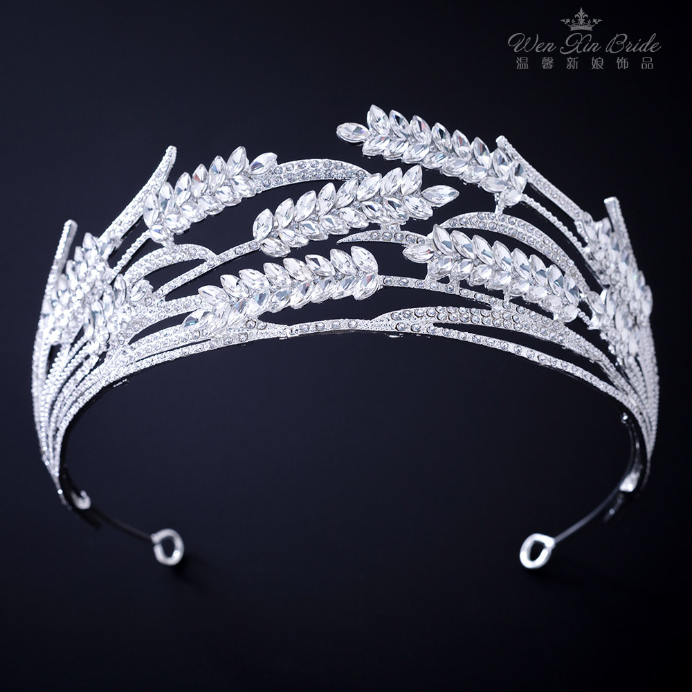 新款玫瑰金色皇冠镶钻发冠头饰新娘婚礼王冠发饰