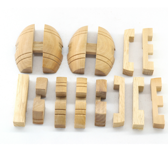 酒桶木质孔明锁鲁班拓扑解套智力拼装玩具中国解锁