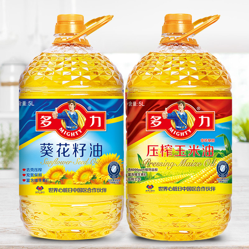 多力葵花籽5l玉米油5l组合家用食用油欧美认证葵花籽油