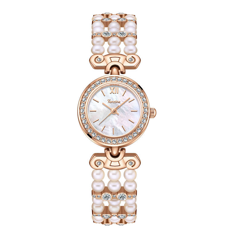 小珍珠手表天然贝母小表盘复古气质高级感