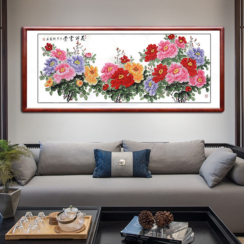 翰澎国画牡丹挂画手绘真迹客厅办公室装饰画花鸟国画