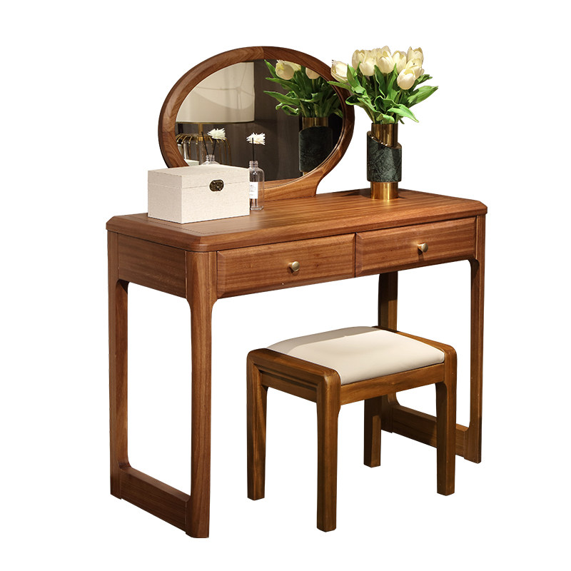 乌金木梳妆桌椅组合新中式卧室带镜化妆桌纯实木家具抽屉梳妆台