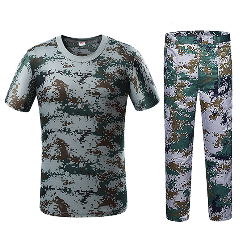 迷彩服短袖套装男女特种兵夏季耐磨薄款劳保工作服丛林迷彩军训服