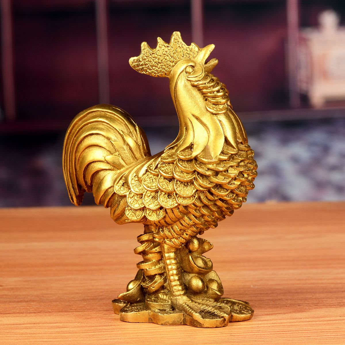 摆件卓弘公鸡金钱铜鸡家居卧室装饰品客厅摆件