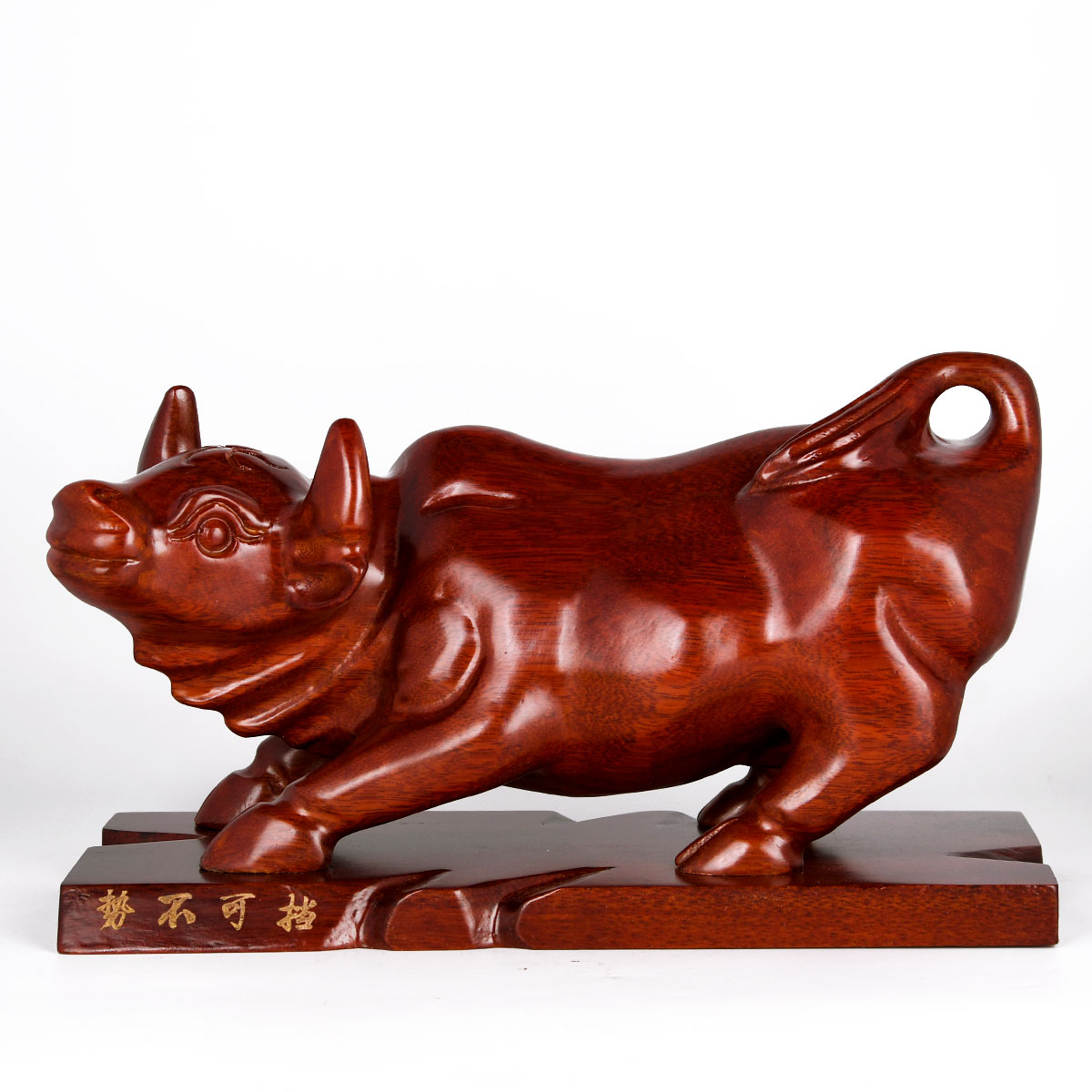 卓弘桃木木牛摆件势不可挡实木家居客厅装饰装饰工艺木雕