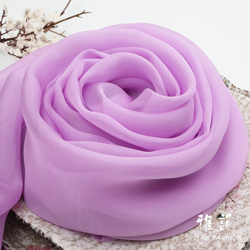 紫色真丝围巾女士纯色杭州100桑蚕丝丝巾披肩长款纱巾春秋冬夏季