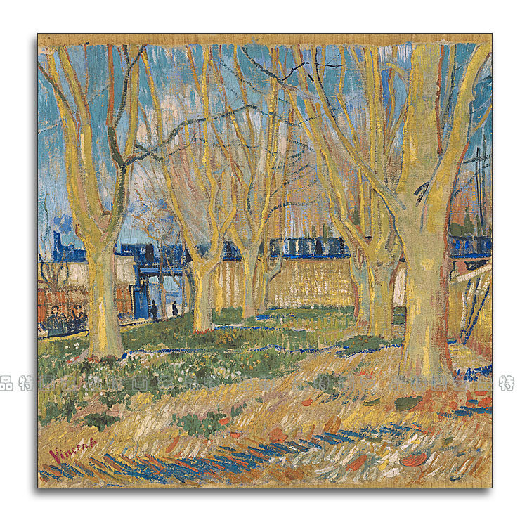 新品梵高名画世界名画凡高风景装饰挂画正方形无框板画多比尼花园