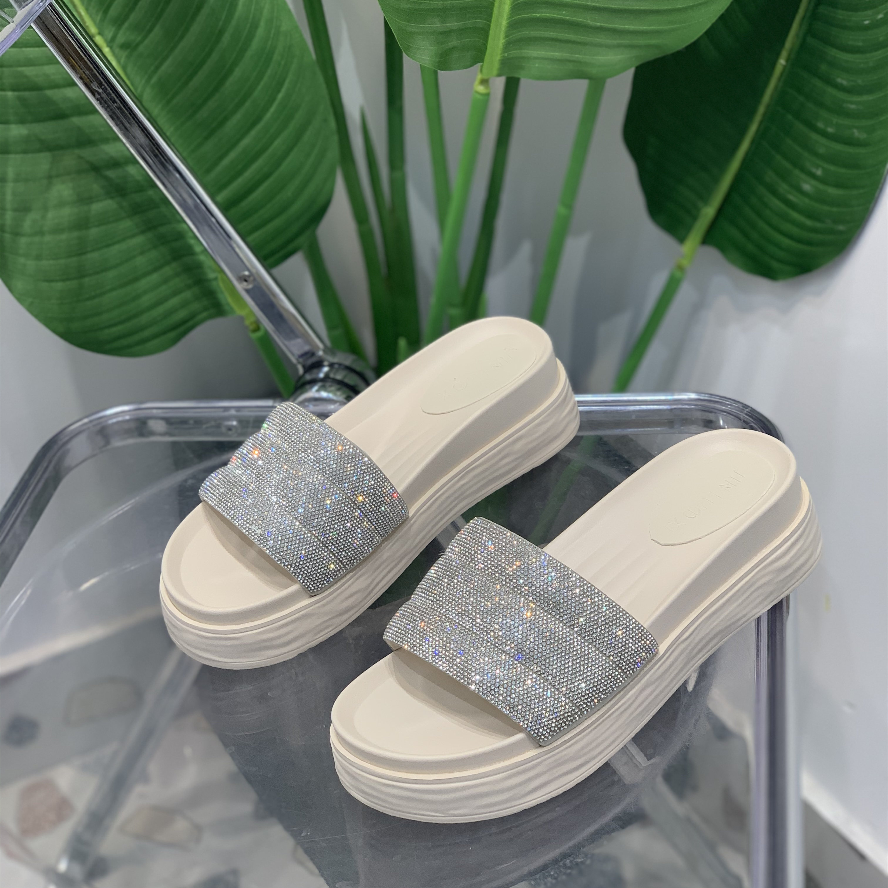 2023厚底一字高跟女高拖鞋增高网红夏季ins一字拖