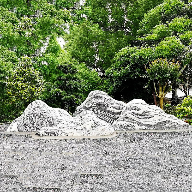 雪浪石切片组合室内外景观摆件山水大型风景景石石雕