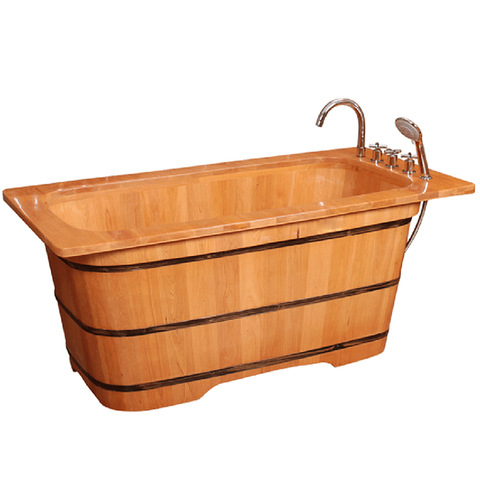 在水一方旗舰店:在水一方橡木豪华木桶浴桶 浴缸泡澡桶沐浴桶浴盆华型