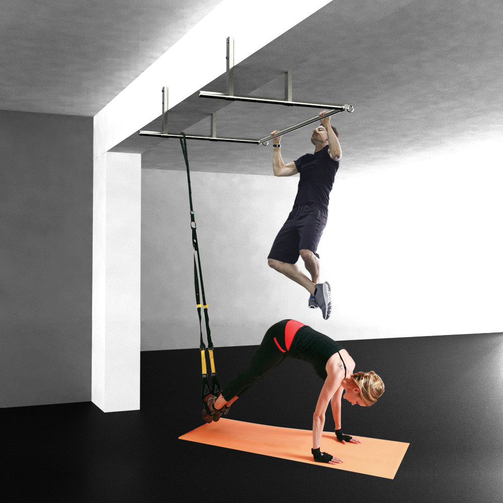 东际向上吊环健身壁挂双面横梁单杠引体不锈单双杠